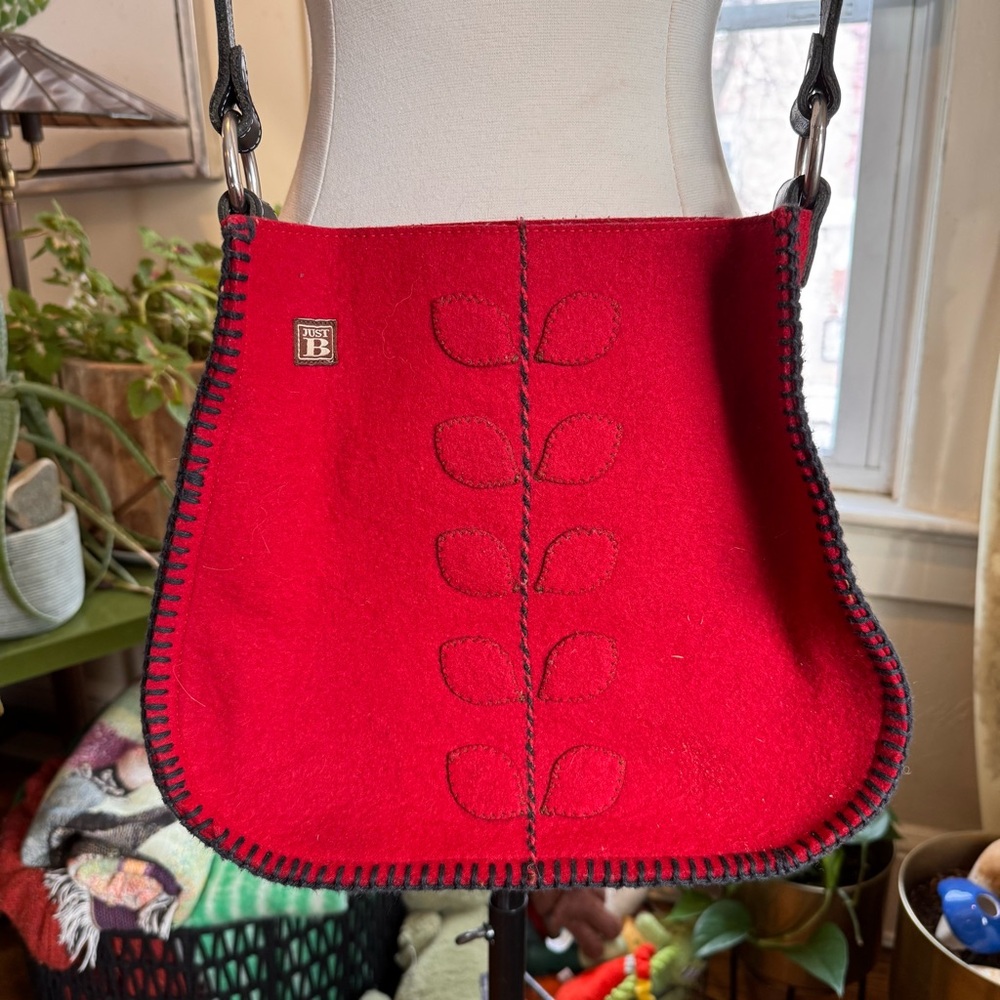 Red Wool Crossbody Bag